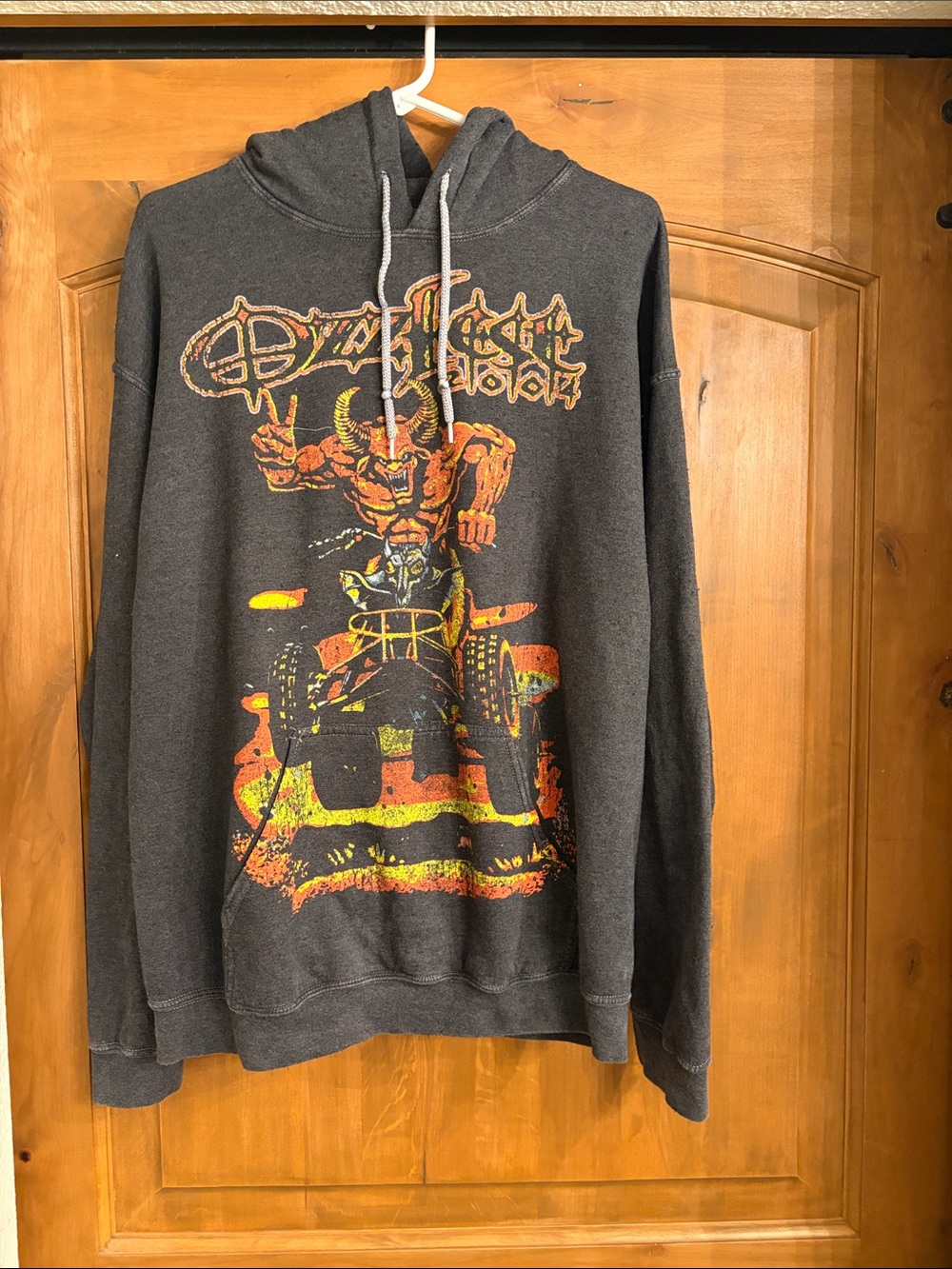Ozzy Osbourne Charcoal Graphic Pullover Hoodie with Orange Print
